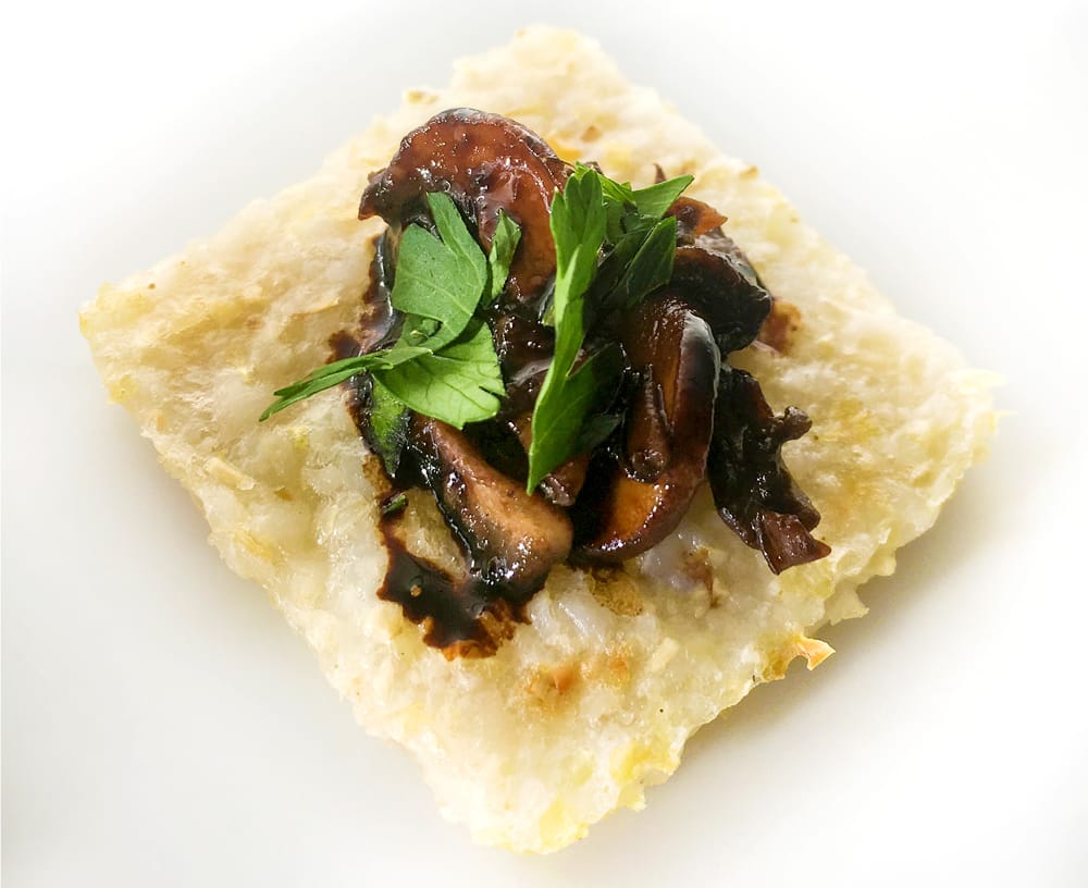 Grits and Wild Mushroom Crostini With Balsamic Reduction