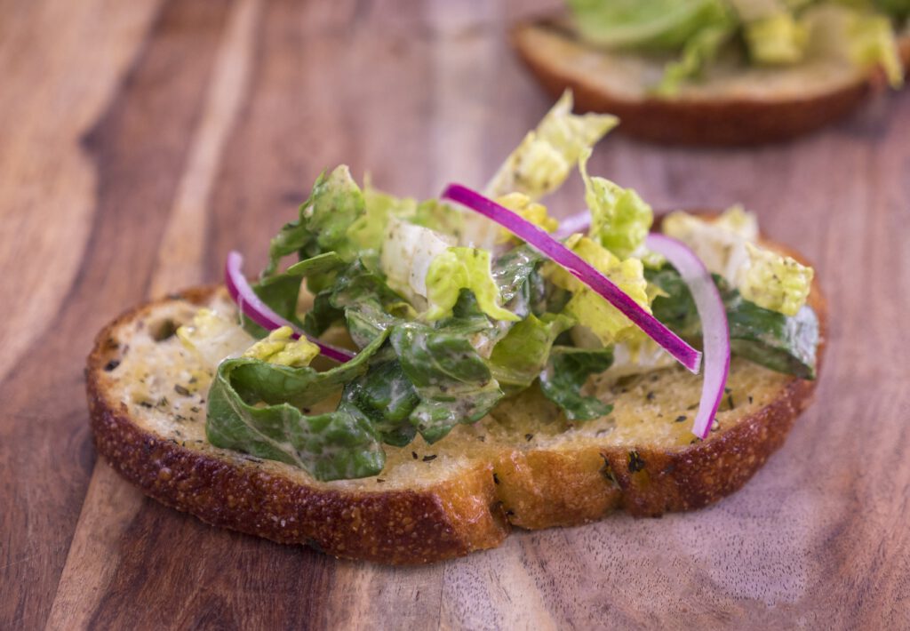 Vegan Caesar Crostini