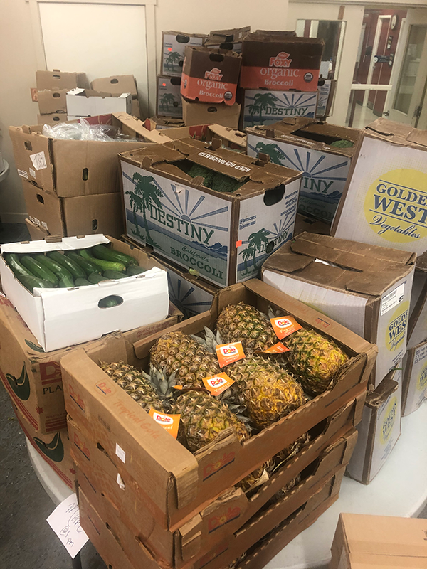 Cases of recovered produce at Food Shift