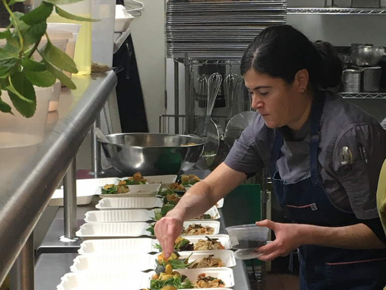 Jen Franco on the production line at Food Shift