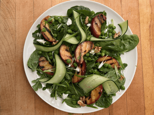 Grilled Peach and Green Chickpea Salad Feature
