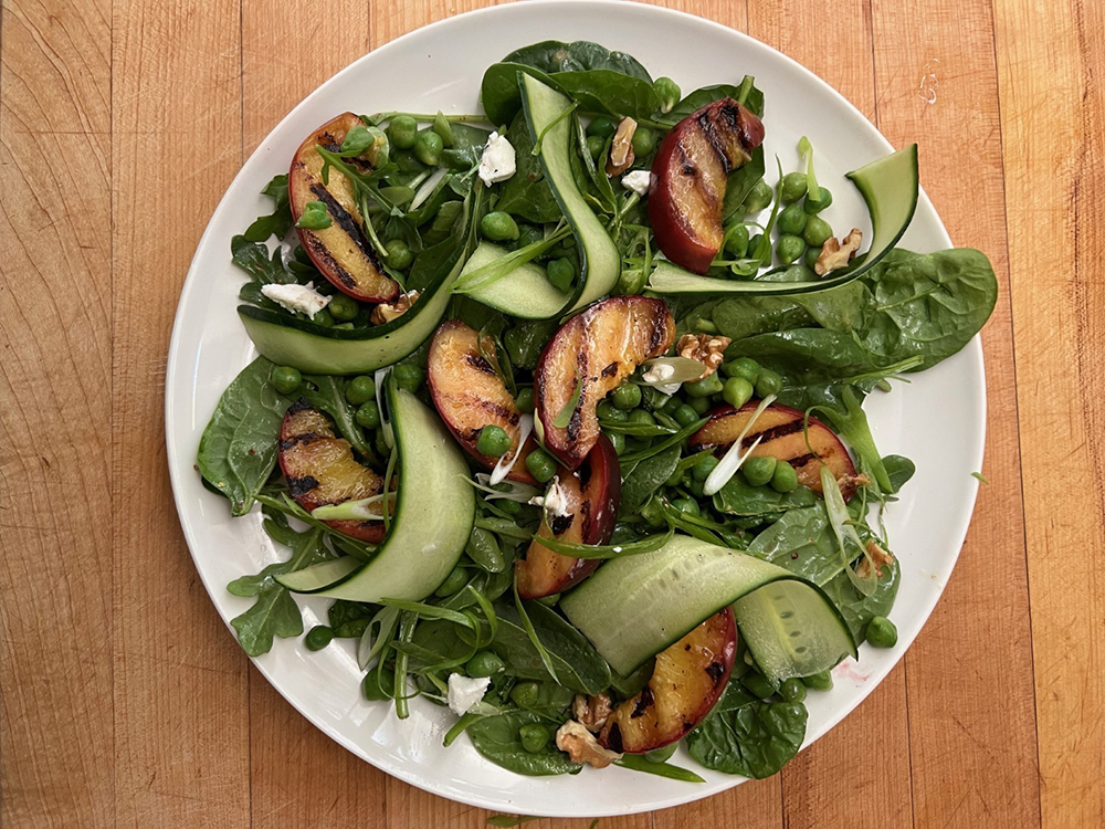Grilled Peach and Green Chickpea Salad Feature