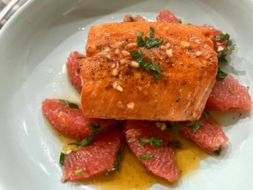 Salmon with Grapefruit and Herbs