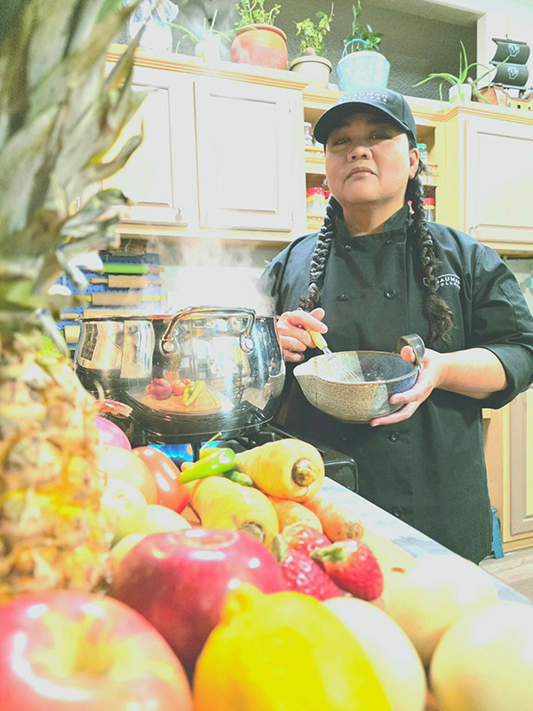 Bauman College Holistic Chef Student Sharonlove Calaguas-Larsen in the Kitchen