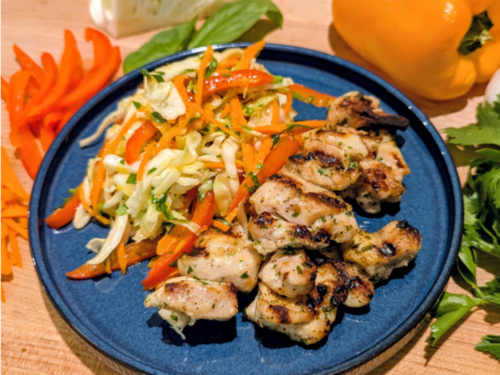 Grilled Chicken Kebabs with Citrus-Herb Slaw by Chef Martina Russial