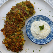 Corn and Zucchini Fritters with Lemon-Herb Cream