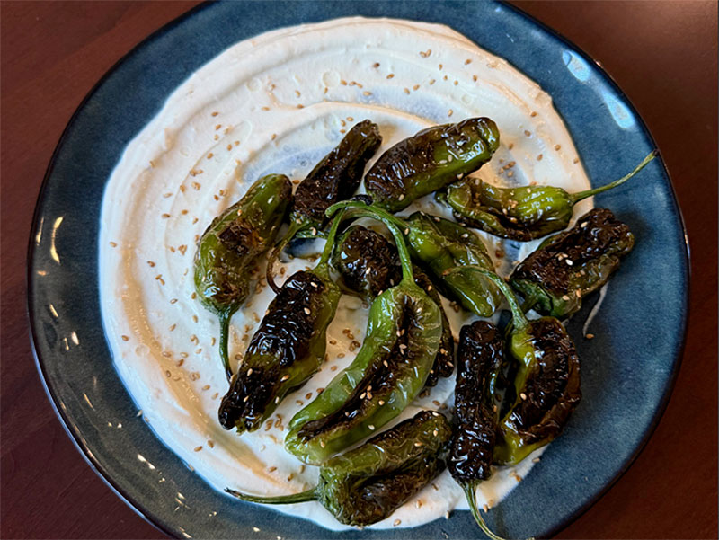 Ashely Denisov Bauman College Nutrition Consultant Program Student Most Original Recipe Blistered Shishito Peppers with Whipped Tofu