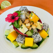 Dee Cartier Bauman College Holistic Chef Program Student Best Written Recipe Tropical Dragon Fruit Crunch Salad w Cool Herbed Coconut Lime Dressing