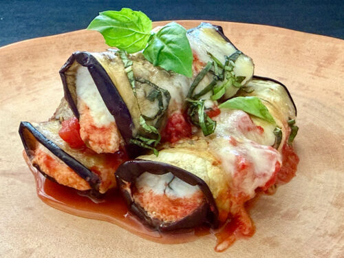 Baked Eggplant Rollatini by Bauman College Holistic Chef Teaching Assistant Michele Tedrick, NBC-HWC
